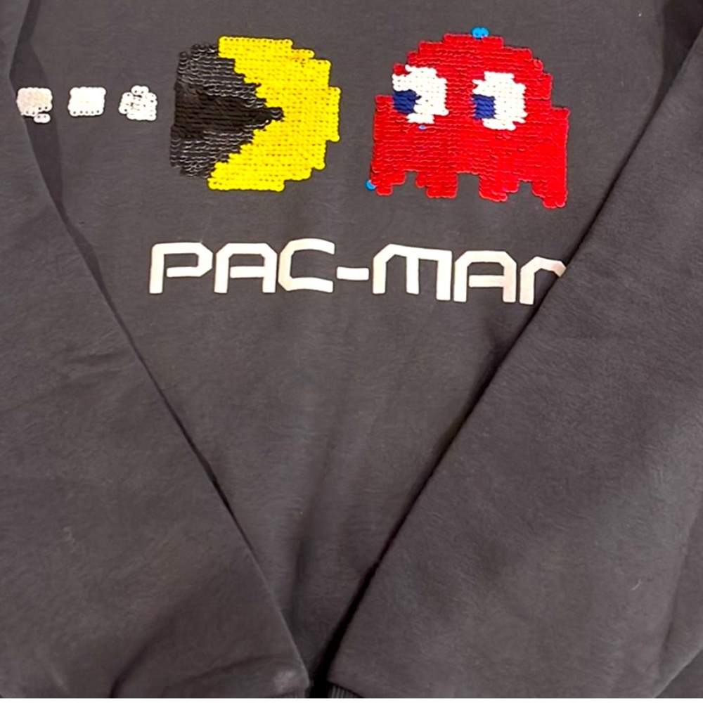 Cool mermaid sequin Pac Man Sweatshirt